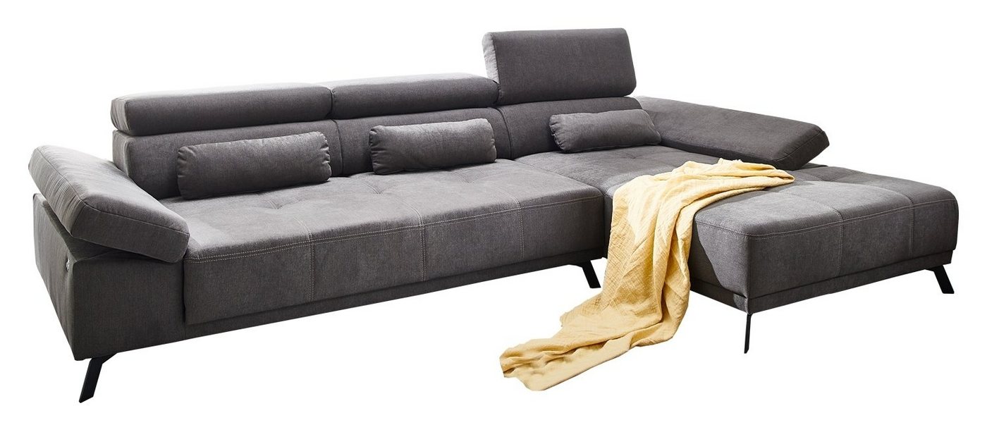 LIV'IN Sofa DENIA, Grau, Webstoff, elektrische Sitztiefenverstellung, BxHxT 309 x 79 x 192 cm von LIV'IN