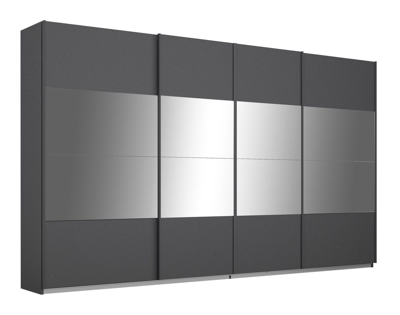 LIV'IN Schwebetürenschrank LAGOS, Grau Metallic, B 316 cm x H 230 cm, 4 Türen, mit Spiegel von LIV'IN