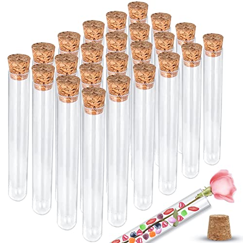 20 Stück Transparente Reagenzgläser,(150 * 16MM, 20ML) Kunststoff Reagenzglas Mit Korken,Reagenzgläser für Blumen,für Hochzeitsdekoration Gefälligkeite, Süßigkeiten,Gewürze, Badesalz von LIVESTN