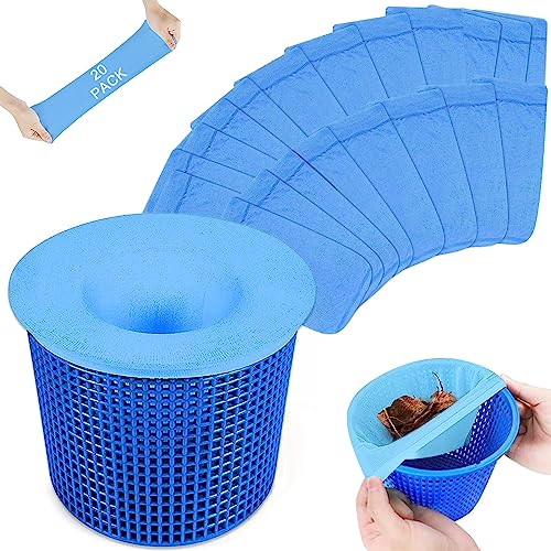 LIVESTN Pool Skimmer Socken, 20 Stück Skimmer Filter Netz Schwimmbad Skimmer Socken Pool Filter Saver Socken Netz, Für Pool Skimmer Korb Schwimmbad Filter Schlacken,Blätter Öl,Pollen,Insekten (20) von LIVESTN