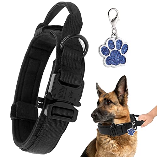 Hundehalsband Verstellbare Kontrollgriff, Taktisches Halsband Hund mit Robuste Metallschnalle für Mittlere Große Hunde, Halsbänder Breit 3.8CM, Halsband K9 Training Nylon L Schwarz von Trhillsbrad