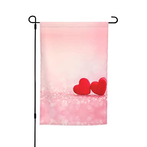 Gartenflagge mit rotem Herz, rosa Glitzer, 30,5 x 45,7 cm, doppelseitiger Druck, hochwertige Polyester-Flagge, eine bezaubernde Ergänzung für Ihren Garten von LKLDDPZB