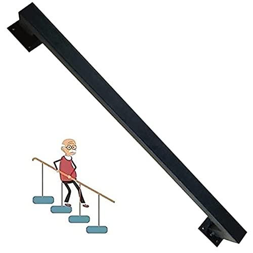 Handlauf Handrail Stairs 30cm/90cm/150cm/180cm/240cm/600cm Lang Treppengeländer, Schwarz Treppengeländer Mit Wandhalterungen, Für Innen- Und Außentreppen (Size : 4.3ft/130cm) von LLA