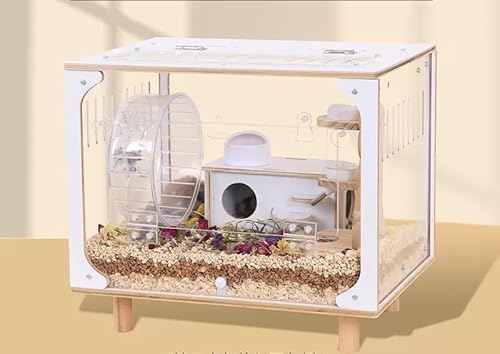 LLGJ Hamsterkäfig, Holz-Mäuse und Ratten-Lebensraum, offene Oberseite mit Acrylplatten, solide gebaut, geeignet für Goldhamster, Totoro, Eidechse, Blaubrustwachtel (25,4 cm, 49,15 cm LCage + von LLGJ