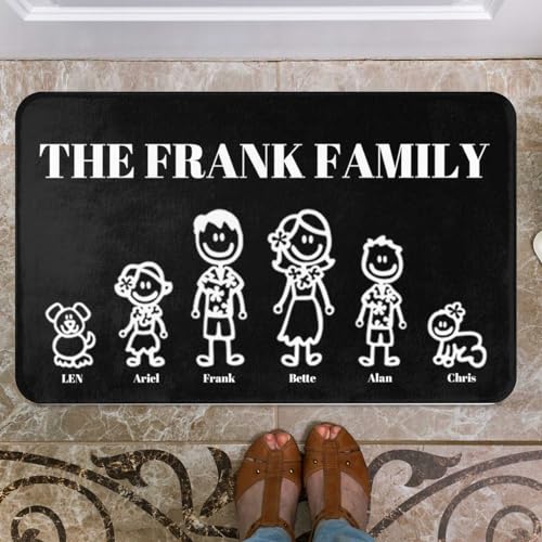 LLLGSH Personalisierte Fußmatte mit Namen - Fußmatte Familie personalisiert - Initiale Buchstabe personalisierbare Türmatte - Fußmatte für Paare & Familien - rutschfest & waschbar - 60x40cm von LLLGSH