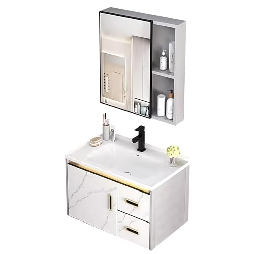 Badset komplett aus Unterschrank 46cm mit Waschbecken, Spiegelschrank, Komplettset for Badezimmer 2-teilig (Size : 61cm/24in) von LLZJDDPLY