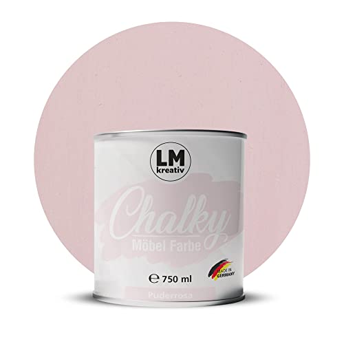 Chalky Möbelfarbe Kreidefarbe für Möbel 750 ml / 1,05 kg (Puderrosa), matt finish In- & Outdoor Kreide-Farbe für Shabby-Chic, Vintage Look, Landhaus Stil Möbel streichen von LM-Kreativ
