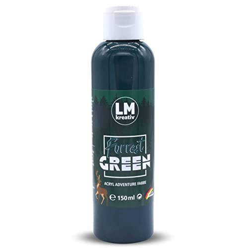 LM-Kreativ Acrylfarbe 150 ml - Forest Green - Hochdeckende Acryl-Farbe, die perfekt für Künstler und Hobbymaler geeignet ist. Bestens geeignet als Holzfarbe oder zum Bemalen von Papier & Leinwand von LM-Kreativ