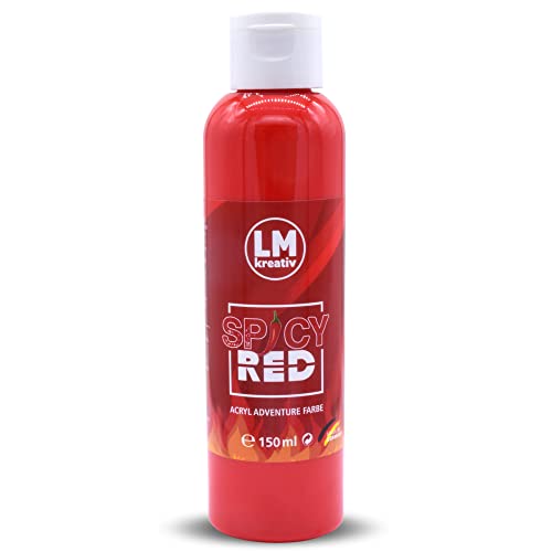 LM-Kreativ Acrylfarbe 150 ml - Spicy Red - Hochdeckende Acryl-Farbe, die perfekt für Künstler und Hobbymaler geeignet ist. Bestens geeignet als Holzfarbe oder zum Bemalen von Papier & Leinwand von LM-Kreativ