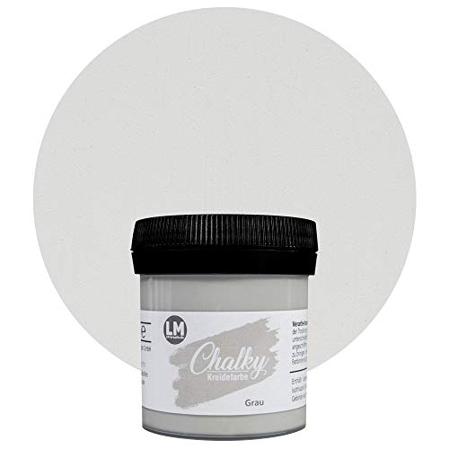 LM-Kreativ Chalky Kreidefarbe 100ml (Grau) - - Finish Kreide-Farbe für einen Vintage/Shabby-Chic-Look. Die Kreidefarben/Kalkfarbe sind auch als Holzfarbe verwendbar & trocken matt auf von LM-Kreativ