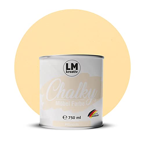 Chalky Möbelfarbe Kreidefarbe für Möbel 750 ml / 1,05 kg (Pfirsich), matt finish In- & Outdoor Kreide-Farbe für Shabby-Chic, Vintage Look, Landhaus Stil Möbel streichen von LM-Kreativ