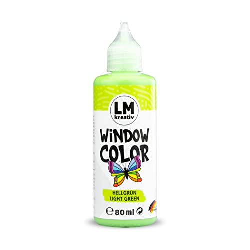 LM Window Color 80ml - Hellgrün - Fenster-Farben zum Basteln & Malen. Für wieder abziehbare Deko Fensterbilder im Kinderzimmer, auf Flaschen, Spiegel oder Fliesen. Fensterfarben ohne Lösungsmittel von LM-Kreativ