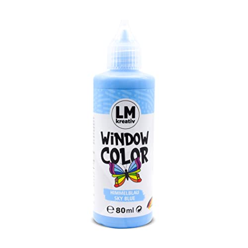 LM Window Color 80ml - Himmel-Blau - Fenster-Farben zum Basteln & Malen. Für wieder abziehbare Deko Fensterbilder im Kinderzimmer, auf Flaschen, Spiegel oder Fliesen. Fensterfarben Lösemittelfrei von LM-Kreativ