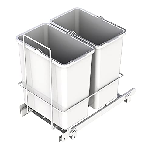 LM 62/2 Einbau Mülleimer ausziehbar mit 2x10L Abfalleimer Korbauszug Weiß 25,8x41,4x39,5 cm - Duo Mülltrennsystem für die Küche Unterschrank von LM LANKA JA MUOVI