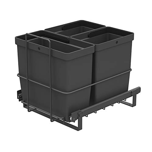 LM 64/3 Einbau Mülleimer ausziehbar mit 3 Abfalleimer (1x11L, 2x8L) Korbauszug anthrazit 32,8x43,3x35,4 cm - Trio Mülltrennsystem für die Küche Unterschrank… von LM LANKA JA MUOVI