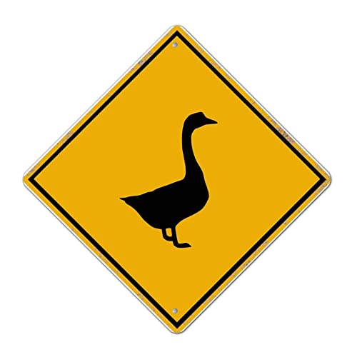 30,5 cm Gans Kreuzschild Vorsicht Gans Xing Warnung Metallschild Rustikales Retro Straßenschild Einfache Montage Metall Blechschild Plakette für Straße Lodge Tor Dekor von LMMIXEE