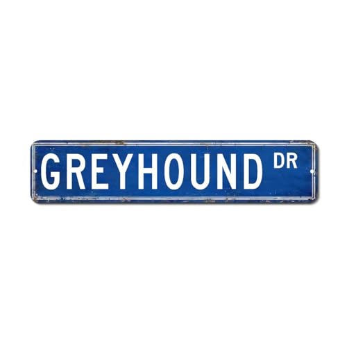 LMMIXEE Greyhound Dr. Schilder Windhund Straßenschilder, individuelles Tierbesitzer-Geschenk, Wandkunst, Vintage, rustikales Metallschild, Küche, Heimdekoration, Schilder, Wandbehang, von LMMIXEE