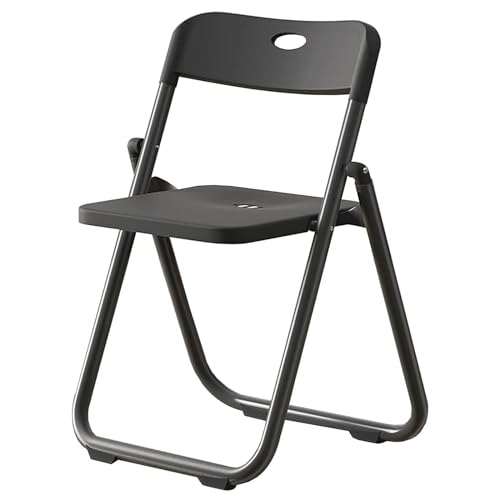 LMXRYPD Klappstuhl aus Metall. Büro Chair. Tragbar und für Schulungen und Vorlesungen Geeignet. Sitzgröße 39 x 39 cm, Sitzhöhe 47 cm (Color : Black Legs and Black face) von LMXRYPD
