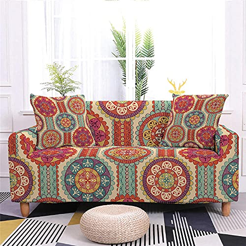 LNXSESN Sofabezug Vintage Beige Orange Sofaüberwurf Stretch Elasthan Sofahusse Abnehmbare Waschbar Couch überzug Anti Rutsch Sofa überzug Moderne Couchbezug Universal Couch überwurf 3 Sitzer von LNXSESN