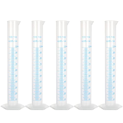 LOLYSIC 10er Pack 100 ml Messzylinder aus Kunststoff, langlebiger Labor-Reagenzglaskolben, Messzylinder von LOLYSIC