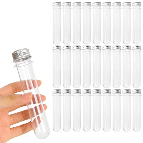 LOLYSIC Pack of 60 45 ml Kunststoff Reagenzgläse Transparent Reagenzglas, Gumball-Süßigkeitsröhrchen, Röhrchen-Behälterfläschchen für wissenschaftliche Experimente, Partyartikel von LOLYSIC