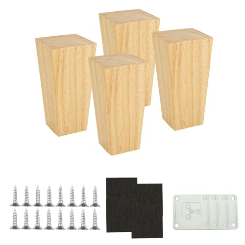 LOLYSIC 4 Stück 10cm Tischbeine Holz, quadratische Schrankfüße,für Sofa, Bett, Schrank, Stuhl, Tisch von LOLYSIC