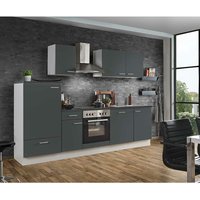 Küchezeile mit E-Geräten White Graphit 270cm LIVERPOOL-87 inklusive Geschirrspüler - grau von LOMADOX