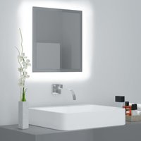 LED-Badspiegel Hochglanz-Grau 40x8,5x37 cm Spanplatte von LONGZIMING