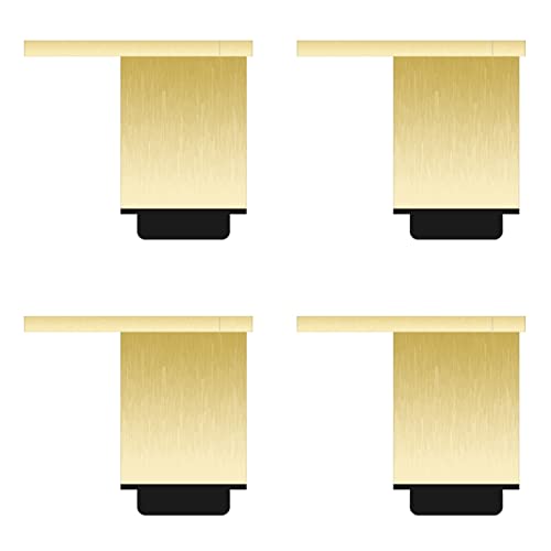 Möbelfüße Gold, Möbelfüsse Verstellbar Aluminium | Eloxierte Oberfläche Sofasfüße Eckig Schrank Füße Couchtisch Beine Sockelfuß 6-40 cm Tischfüße Mobelbeine, Mit Schrauben, 4 Stück (8cm) von LOVEM