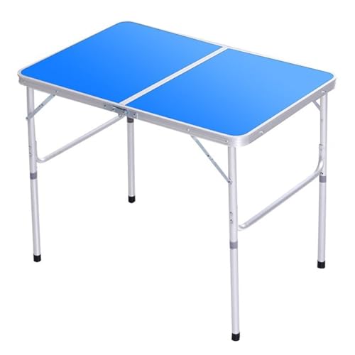 Klappbarer Picknicktisch for den Außenbereich mit Höhenverstellbaren Beinen, Faltbarer Campingtisch aus Aluminium, Tragbare Esstische for Garten Festivalls Grillen (Color : Blue, Größe : 90x60cm) von LPOAZf