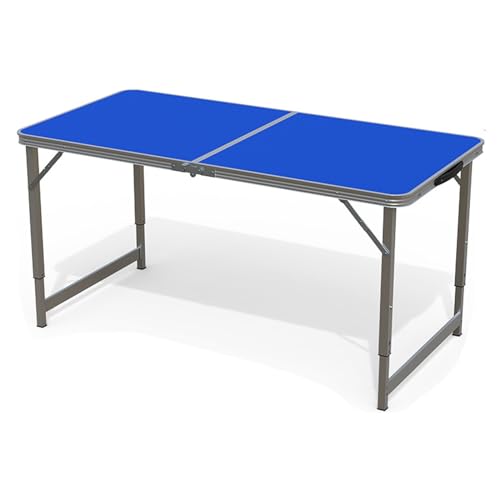 Klapptisch Aus Aluminiumlegierung, Klappbarer Campingtisch, Kleiner Klappbarer Tisch for Drinnen und Draußen mit 3 Verstellbaren Höhen, Tragbarer Picknick-Esstisch mit Griff (Color : Blue, Größe : 1 von LPOAZf