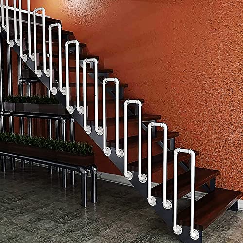 LQSYBHD Treppengeländer für Innen- und Außentreppen, Übergangshandlauf passend für 1 Stufe, weißes Treppengeländer/Handläufe für ältere Kinder, Villa-Korridor, U-Form Treppengeländer (Größe: 75 cm) von LQSYBHD