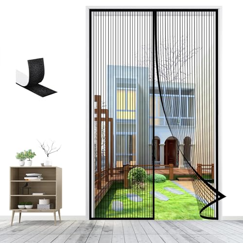 Magnet Fliegengitter Tür, Insektenschutz Magnetischer Fliegenvorhang Balkontür Automatisches Schließen für Wohnzimmer Terrassentür-Black-A|| 80x205cm(31x80inch) von LRHRHR