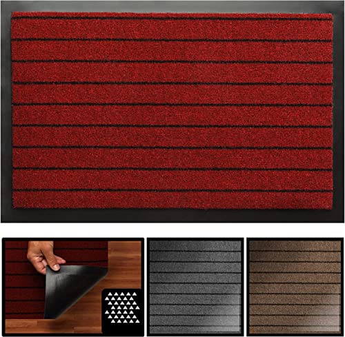 LucaHome Fußmatte, für Hauseingang, rutschfest, wasserdicht, waschbar, antibakteriell, für Flur, Küche, Schlafzimmer, Innen- und Außenbereich (Rot, 120 x 180 cm) von LUCA HOME