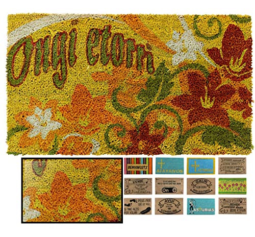 LucaHome Fußmatte aus Kokosnuss, natürlich, 40 x 70 cm, rutschfest, Coco Ongi Etorri Floor, saugfähig, für den Innen- und Außenbereich von LUCA HOME