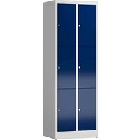 ClassiX Schließfachschrank enzianblau, lichtgrau X-520321, 6 Schließfächer 59,0 x 50,0 x 180,0 cm von ClassiX