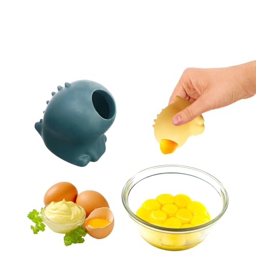 2 Stück Niedlicher Eiertrenner, Eigelbtrenner aus Silikon, Praktischer und einfacher Eiertrenner Eigelb-Weiß-Trenner für Küchenhelfer zum Backen (Niedlicher Dinosaurier) von LUHEVIDIA