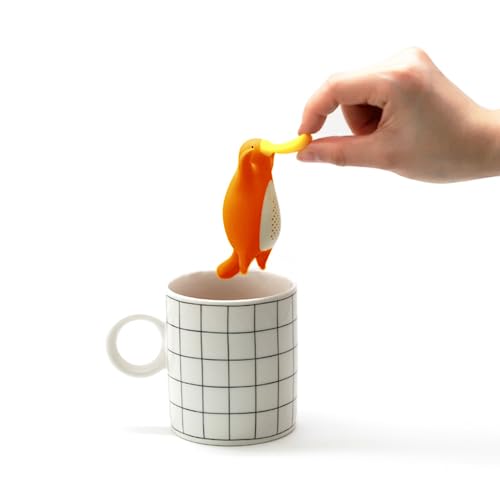 Kreative Silikon-Tee-Ei, Tee-Ei für losen Tee Cute, wiederverwendbare Tee Diffusor Filter. (Oranges Schnabeltier) von LUHEVIDIA
