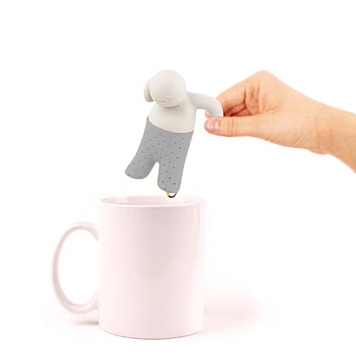 Kreatives Silikon-Tee-Ei, wiederverwendbares Teesieb, Tee-Ei für losen Tee ist ein schöner Begleiter für die Teezeit am Nachmittag! (Weiß+Grau) von LUHEVIDIA