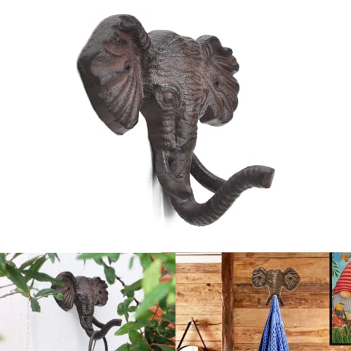 LUHEVIDIA Gusseisen Elefant Wandhaken dekorative Vintage Garderobe Gusseisen einzigen Schlüssel rustikalen Kleiderhaken, Heavy Duty, Vintage, dekorative Geschenk von LUHEVIDIA