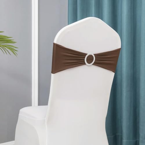 LUHYSU Stuhlschärpen Lycra Hochzeit Stuhlschleifen Stretch Spandex Schärpen mit Schnalle für Stuhlhussen Bankett Party Abendessen Dekoration-Kaffee-10 STK von LUHYSU