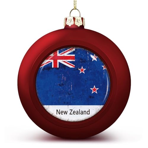 Nationalflagge Ball Ornamente, Neuseeland Flagge Ball Ornamente für Weihnachtsbaum Dekoration, Rot Neuseeland Weihnachtskugel Ornament Weihnachtskugeln für Kinder Freunde von LUIJORGY