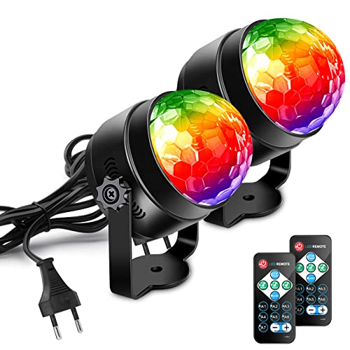 Discokugel Partylicht 360° Drehbare Musikaktivierte LED Party Lampe Discolicht Partylicht mit Fernbedienung, RGB Dynamisch Disco Lichteffekte für Party, Weihnachten, Kinder von LUNSY