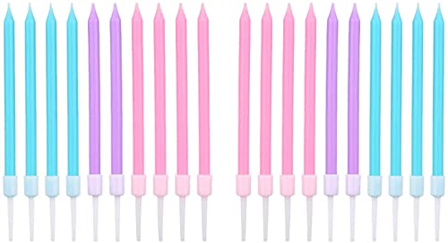 LUTER 20 Stück Metallic Geburtstagskerzen Geburtstagstortenkerzen Dünne Cupcake-Kerzen für Geburtstags-Hochzeitsfeierdekoration (3 Farben) von LUTER