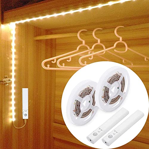 LUXJET 2PCS 1M LED Strip Batteriebetrieben, LED Strip Batterie Bewegungsmelder, Schubladenschrank, LED Schrankbeleuchtung mit Bewegungsmelder von LUXJET