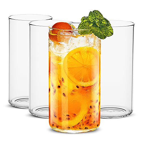 LUXU Trinkgläser, 540 ml, dünne Highball-Gläser, 4 Stück, transparent, hohe Glasbecher für Wasser, Saft, Bier, Getränke, Cocktails und gemischte Getränke von LUXU