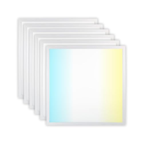 LUXULA 6x LED-Panel, 62x62cm, CCT Farbwechselfunktion, 36W, 3600lm, 3000K, 4000K, 6000K, inkl. Netzteilen, TÜV-geprüft, LED Bürolampen für Rasterdecken, Büroleuchten, Deckenleuchte von LUXULA