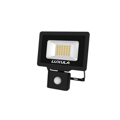 LUXULA LED Außenstrahler Fluter mit Bewegungsmelder, 30 W, 3000 lm, 4000 K (neutralweiß), IP65, TÜV von LUXULA