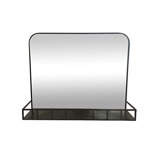 LW Collection Wandspiegel mit Ablage Schwarz Rechteckig 63x50 cm Metall - große Spiegelwand - Industriell - Wohnzimmer Flur - Badspiegel von LW Collection