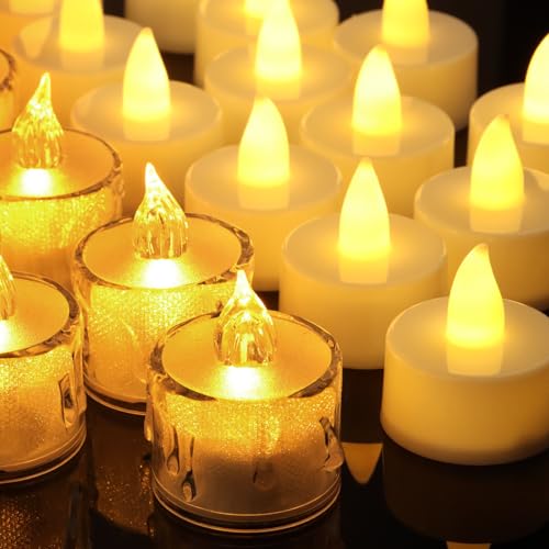 LWMTT LED Kerzen,24 Stück Batteriebetriebene Flammenlose Teelichter Kerzen, Realistische Flamme Helle Blinkend Teelicht,für Weihnachten,Herbst und Winter,Hochzeit（Zufällige Lieferung von Stilen） von LWMTT